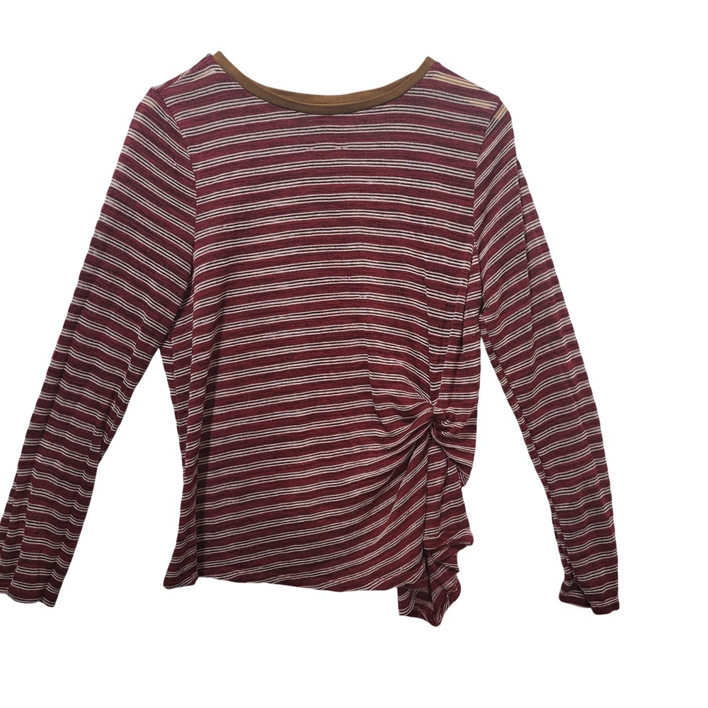 Umgee Women's Striped Long Sleeve Twist Front Top Size L Red White‎